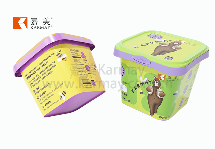 新款时尚炼乳包装1L方形黄色蜂蜜酸奶容器，带印刷标签