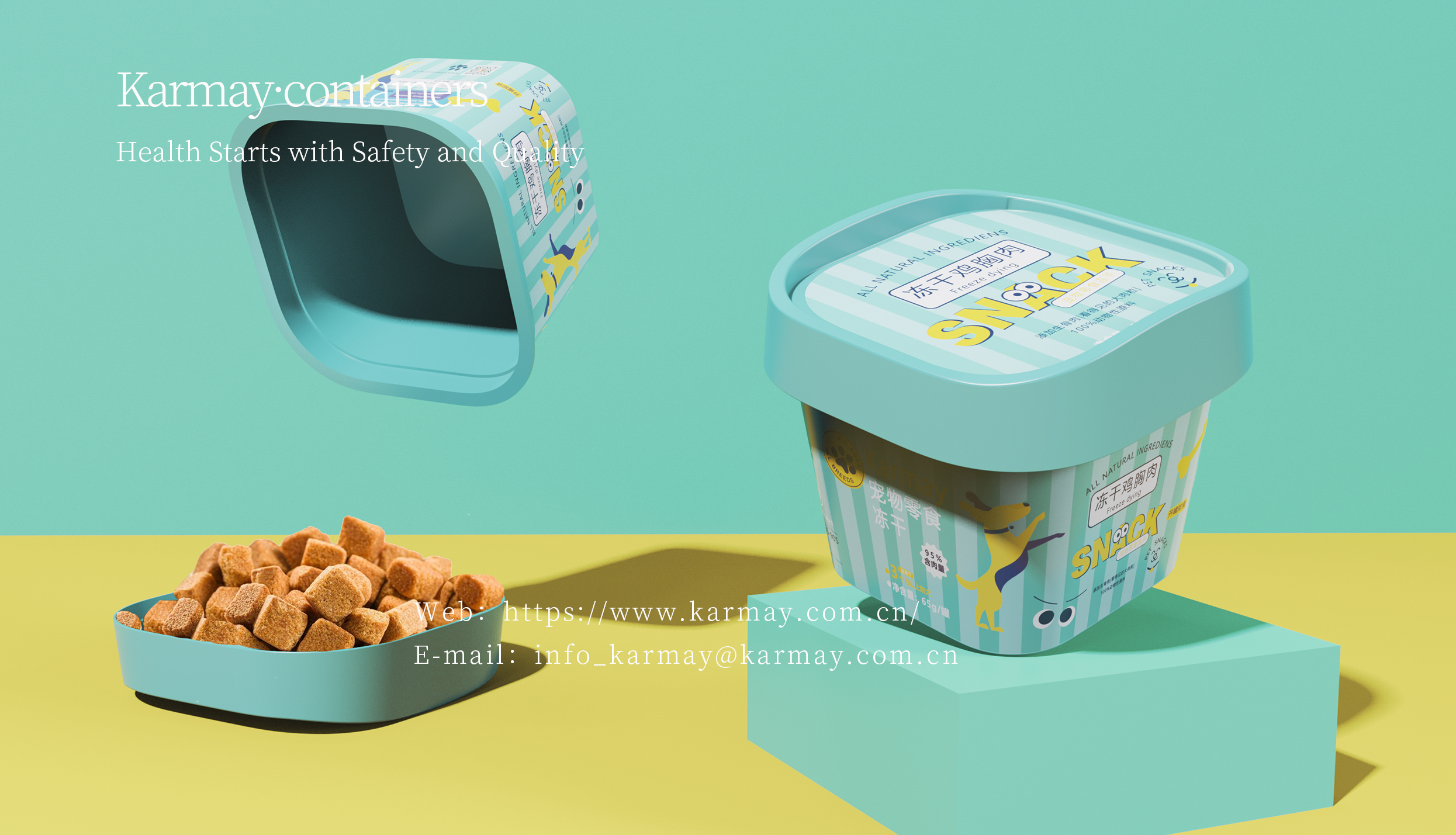 Custom printed labels on pet vitamin cups showing brand personalization options