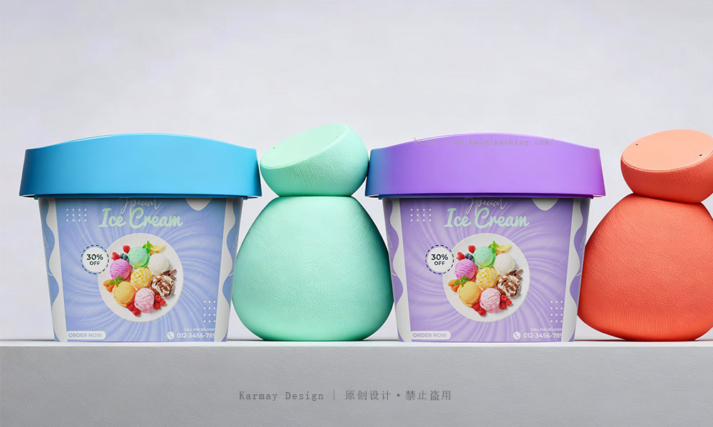 IML模内贴工艺食品杯细节，高清国风七夕图案，耐冷冻不掉色食品包装杯