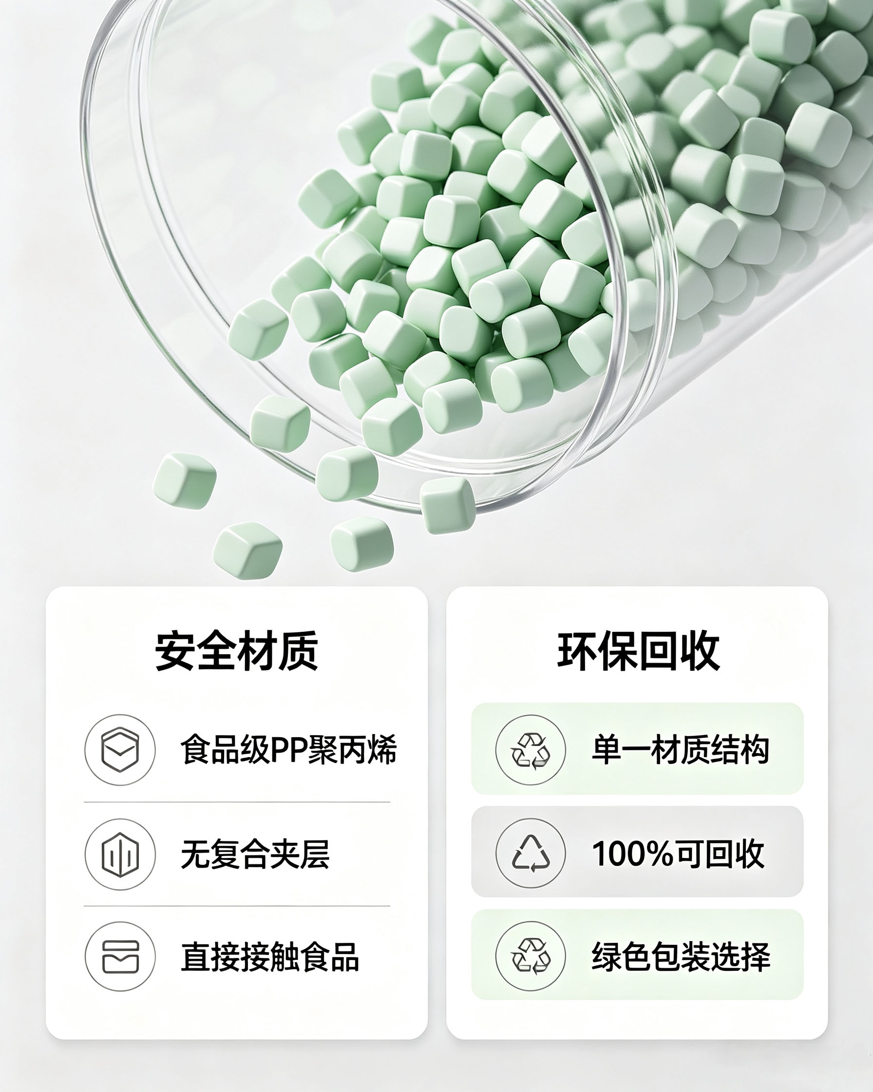 Food‑grade PP polypropylene material 100% recyclable plastic cup infographic